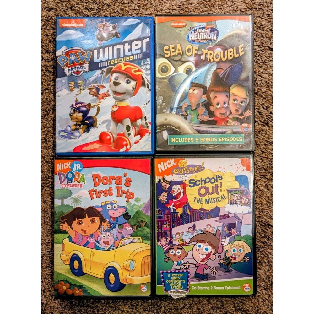 Lot of 4 Nickelodeon DVDs Paw Patrol, Jimmy Neutron, Dora, Fairly Odd Parents